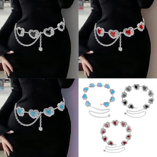 Elegant Heart Waist Chain Women Dress Chain Belt Lustrous Waist Jewelry Accessories Aesthetic Chain Belt Waist Decors2