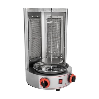 Dönergrill, Gyrosgrill Tischgrill 4,3kw, 25 Gasmodell Mittlerer Osten Barbecue-Grill Europäischer Stecker 220V (mit 2 Anschlüssen + runder Sockel) zum Grillen von Rind, Schwein, Huhn