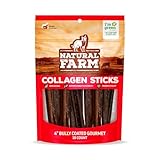 Natural Farm Bully Coated Gourmet Collagen Sticks (4 Inch, 10 Pack), Real Bully Beef Coated, 95% Natural Collagen Dog Chews, Supports Healthy Joints, Skin & Coat - Best for Small & Medium Dogs