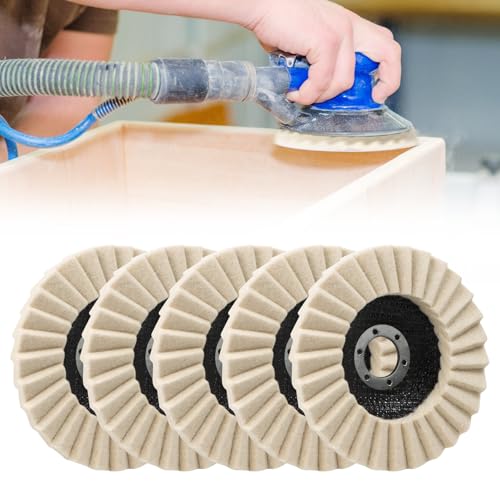 Lot de 5 Disques De Polissage 125 MM X 22,2 MM en Feutre de Laine, Disques de Polissage en Feutre Brillant pour Ponçage et Polissage en Peinture, Acier...