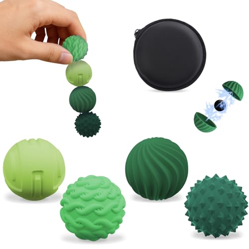 Kkogleam Magnetic Balls Fidget Toy Adults, Silicone Magnetic Balls, Fidget Toys, Office Desk Fidget Balls for Anxiety Relief, Sensory Toy for Fingers Hands (Green-4PCS)