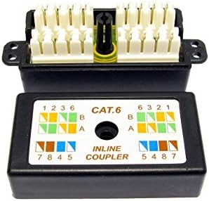 Bluecharge Direct RJ45 Cat6 Inline Punchdown Krone Cable Lead Coupler BLACK