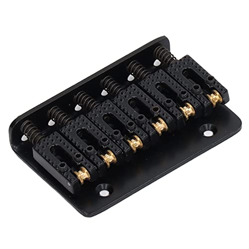Uxsiya - Electric Guitar Bridge, Comfortable Touch Standard Size Iron Copper Top Load Bridge 6 Strings for Stringed Instrument(Black)