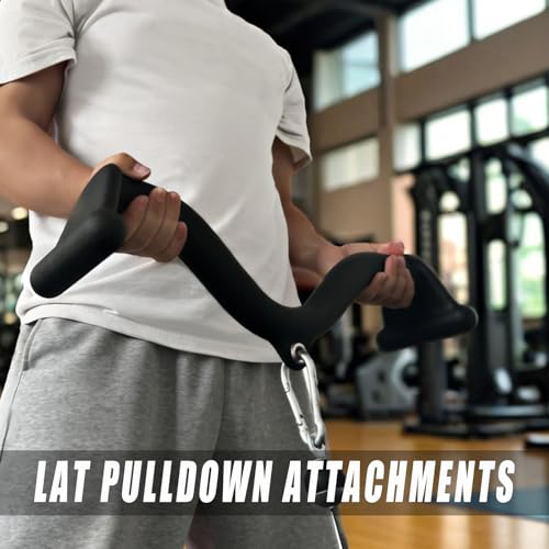 Image of BLUSLM Lat Pull Down Bar T bar Row Attachment, V Bar Tricep Lat Pulldown Attachments, Back Strength Training Bar for Home Gym Exercise Cable Machine Attachments