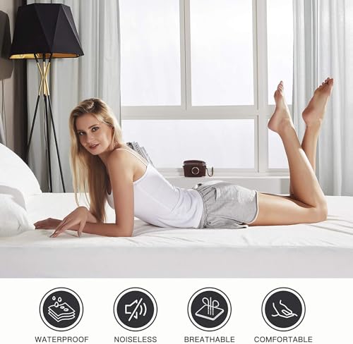 Image of Waterproof Mattress Protector King Size 78x72 - Waterproof Terry Cotton Mattress Protector /Bed Cover King Size Bed - White Color - Water Proof Mattress Protector for Kids Urine