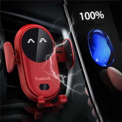 Gumaxx Phone Holder, 2024 Upgrade Gumaxx Smart Car Wireless Charger Phone Holder, Auto-Sensing 10W Fast Charger (Red)