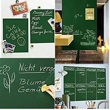 Image of YAJNAS Vinyl Green Chalkboard Wall Sticker 1.5 X 2 Feet | Removable Chalkboard with 5 Chalks, Self-Adhesive Waterproof Blackboard for Home, School, Office, Kitchen, Kids Room, Writable & Reusable