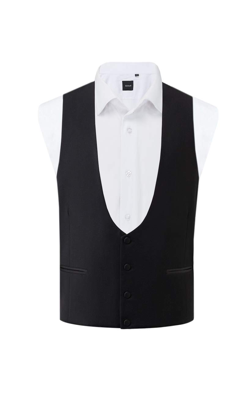 Dobell Mens Black Tuxedo Waistcoat Regular Fit Horseshoe-2XL (50-52in)