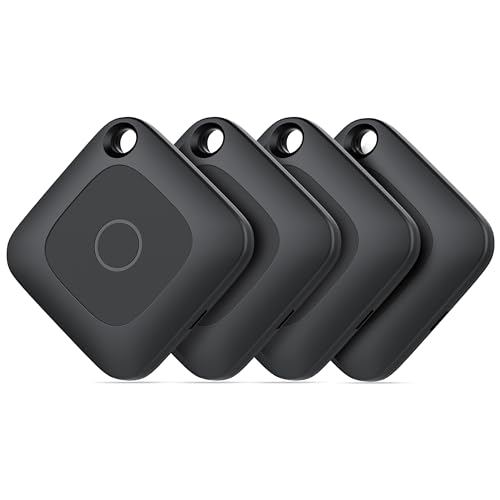 Image of Hoxe Dual System Air Tracker Tags for iOS & Android, Key Finder Locator (Black Pack of 4, 4 Pack)