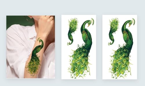 BeyondTattoos XQB320 - Tatuaggio temporaneo a forma di pavone