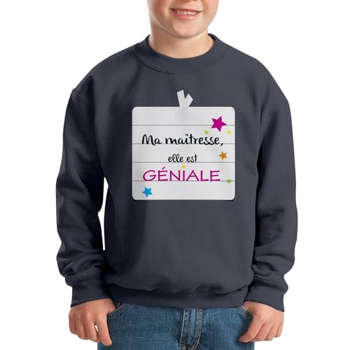 Sweatshirt enfant Ma Maîtresse vêtement école imprimé étoiles multicolores pull - 2