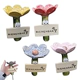 4 Stück Keramische Bienentränke in Blütenform -Praktischer Wasserspender für Bienen, wetterfest & nachhaltig, Insektentränke Bienentränke für den Garten, Insect Drinkers Insekten Tränke für Bee