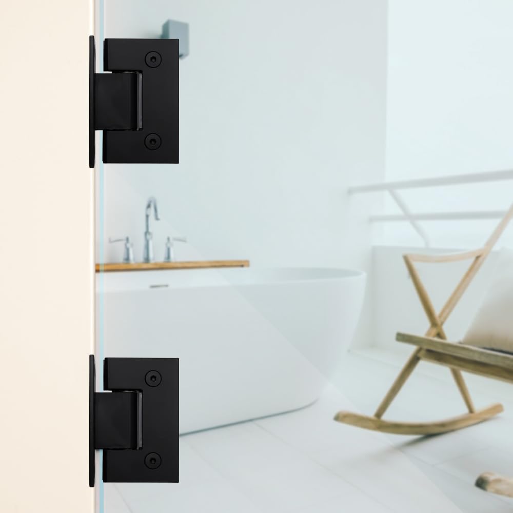 2 Piezas Bisagras de Puerta de Vidrio de 90 Grados Abrazadera de Vidrio Puertas 8-12 mm Negro Soporte para Estante de Cristal 90 Grados Herrajes de puerta para Puerta de Vitrina