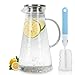 MUHOO Jarra Agua, Jarra Cristal con Tapa 2L, Jarra Vidrio de de Borosilicato Resistente al Calor, para Jugos, Leche, Bebidas Frías y Calientes