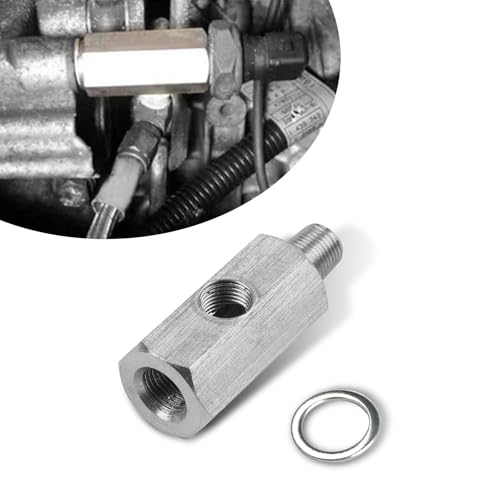 Pack-1 Car Oil Pressure Sensor T-shaped Connector, Side Port Stainless Steel Turbo Adapter, 1/8" NPT Automotive Hydraulic System Replacement Parts, Universal for Most Cars SUVs Trucks (Silver)