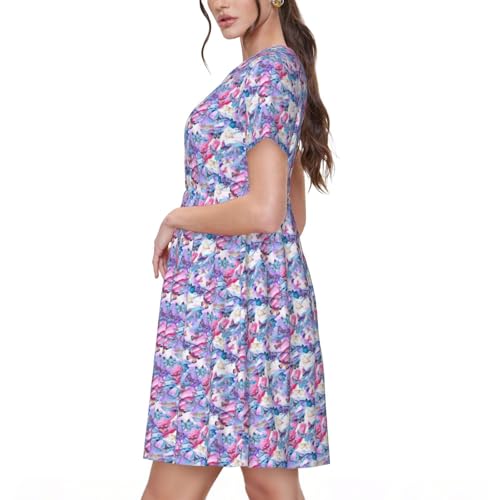 Robe d'été à manches courtes et imprimé papillon multicolore - 2