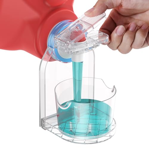 Clear Laundry Detergent Dispenser Cup Holder & Nozzle Force-Saving Switch, Drip Catcher, Soap Dispenser, laundry room organization decor (1 Pack)