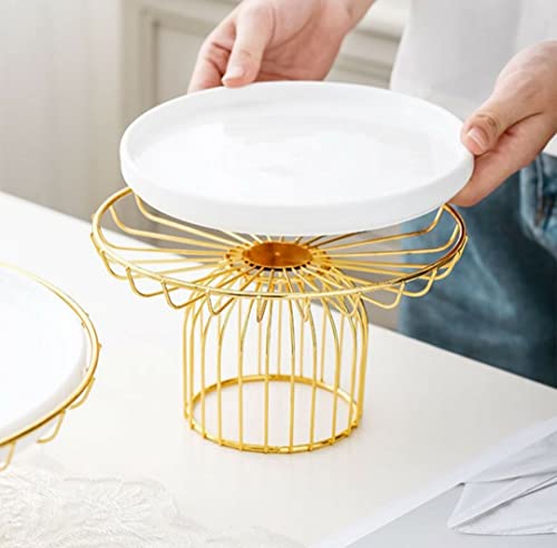 Image of Metal Round Cupcake Stand White and Gold Multipurpose Serving Stand Perfect for Weeding, Birthday Party