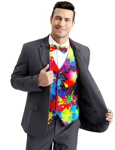 2-Piece Festival Suit Vest for Men, Party Waistcoat Vest & Bow Tie2