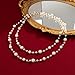 Metisee Gold Long Pearl Necklace Vintage Faux Necklaces Layered Sweater Chain Dainty Pearl Strand Jewelry for Women (gold-1)