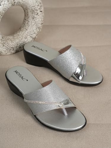 Image of MOSAC Women's Party-Wear Designer Wedding Slip-On Casual Wedge Fashion Wedding Sandal