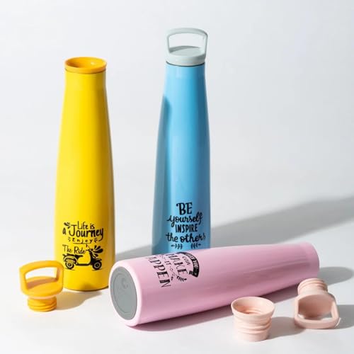 Image of Clay Craft Vacbott Sleeko Double Walled 24 Hours Hot And Cold Water Bottle-700Ml, 2-Piece(Peppy Pink) Leak Proof|Easy To Carry|Gym Bottle|Kitchen|Hiking|Travel Bottle|Bis Certified|Made In India