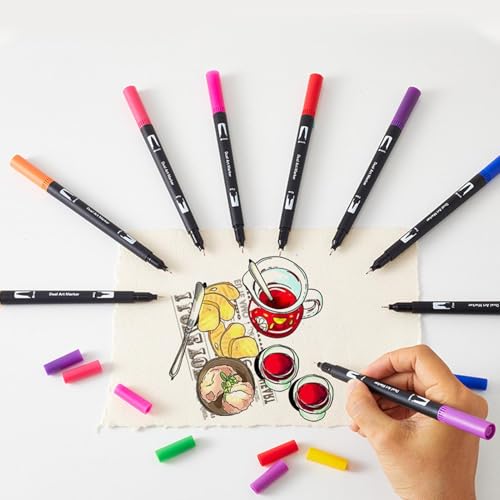 Stylos d'écriture de marqueur de brosse d'enfant à pointe double - 3