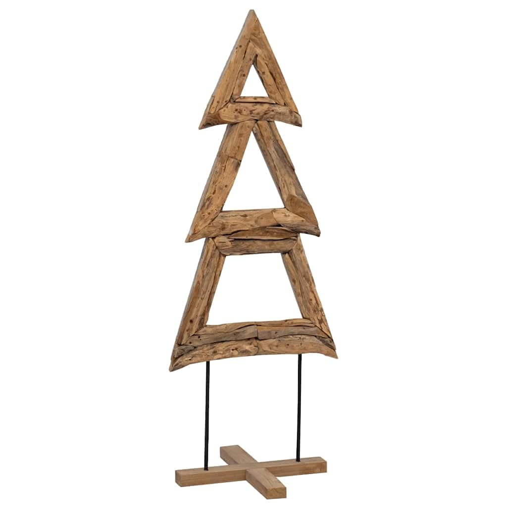 Árbol de Navidad de madera maciza de teca, 90 cm, color marrón