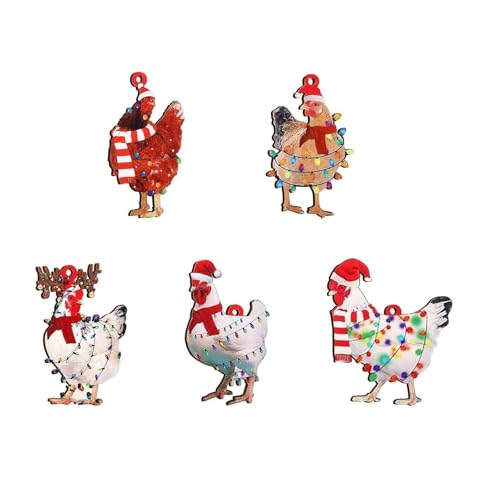 Rainway 5 Stück Weihnachtsanhänger Huhn, Acryl Kreativität Huhn mit...