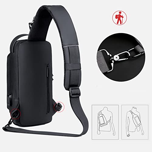 Image of ARURA (LABEL) Multifunction Anti-theft Shoulder Bag Crossbody Bag Travel Sling Bag with USB Port and Code Lock Messenger Backpack Chest Bag for Male Female