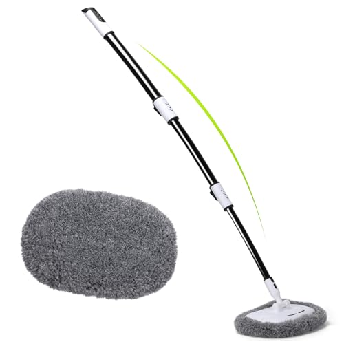 【Polo in lega di alluminio ispessito con tubo da 1,5 mm】Questo mop per la spazzola lavaggio camion presenta un palo in lega di alluminio rinforzato, che lo rende robusto, resistente alla ruggine e durevole, con una capacità di carico fino a 40 kg. La parte superiore del palo è dotata di un manico in spugna EVA, che offre una presa comoda e antiscivolo, prevenendo lesioni alle mani.