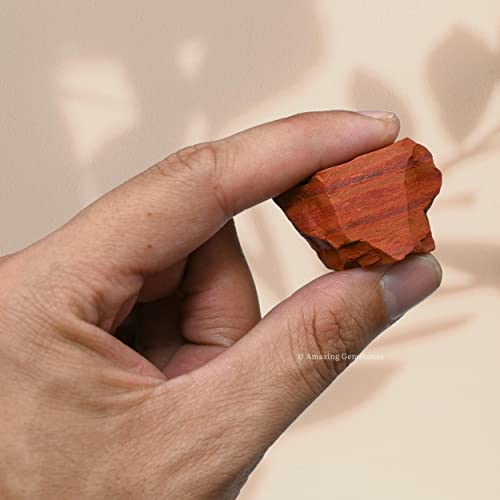 Image of Amazing Gemstone Red Jasper Raw Crystals and Healing Stones, Natural Rocks for Tumbling and DIY Raw Stones and Crystals (5 Pieces)