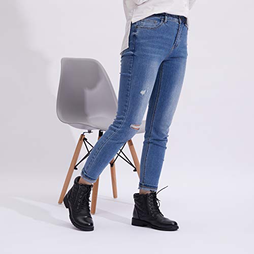 Vepose Women's Combat Ankle Booties, Comfortable Anke Boots, Dark Brown, Size 8.5 Us -With Strap Eight Eyes(Cjy903 Dark Brown01 08.5) #TOP6