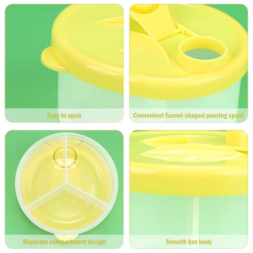 Image of Accmor Baby Formula Dispenser On The Go, Non-Spill Rotating Three-Compartment Formula Container to Go, Milk Powder Kids Snack Container for Infant Toddler Travel, Yellow, 2 Pack