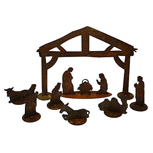 EQT-TEC Navidad Belén Oxidado Rejilla Exterior jardín decoración Figura Decorativa