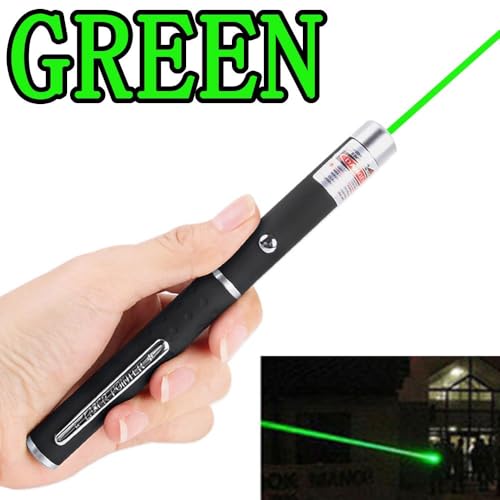 Image of Green Laser Pointer, 2000 Metre Range with Adjustable Cap, High Beam Presentation Light with Disco Effect, Black and Silver Powerful high Beam Ultra Green Lazer Light for Presentation