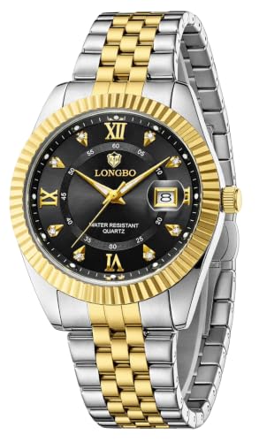 Image of Longbo Trident 83831 Analog Watch with Studded Dial Accents, Stainless Steel Bracelet, Luminous Hands & Date Display | Men | Office, Business, Formal & Gifting