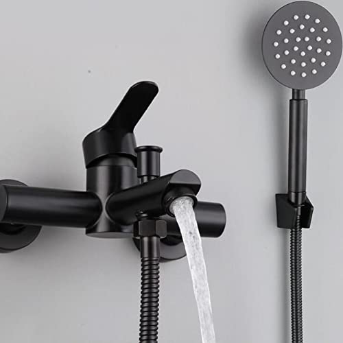 Robinet de baignoire mitigeur de bain mural avec ensemble de douche noir
