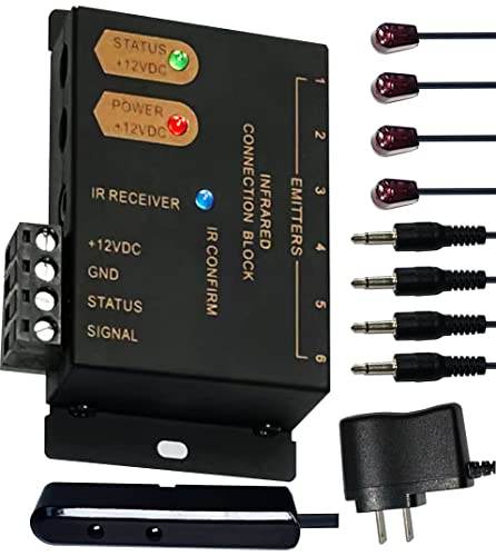 DEMAO ir Repeater Kit ，ir Extender ，Infrared Repeater System Kit Remote Controls Home Theater Out of Sight .Control 1 DMIR0106TA Ir Repearter Kit