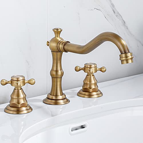 Robinet à eau chaude froide en laiton mitigeur rétro QYYZTQY double manche antiquité