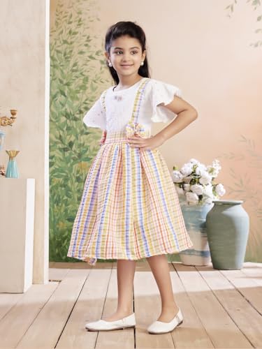 Image of Aarika Girls Green Colour Check Cotton Frock