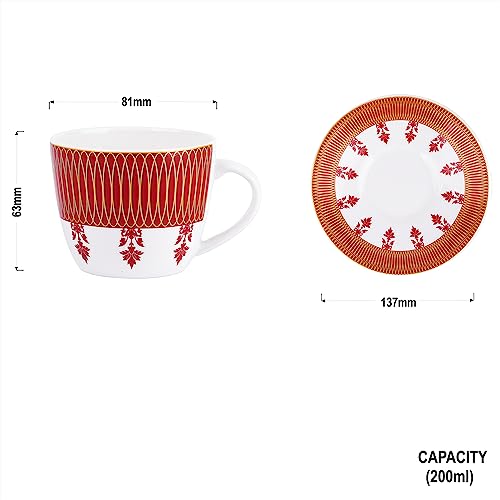 Image of Dandy Lines Royal Mumbai Red Coffee Mug Set - Pack of 12 - Perfect Coffee Mugs for Women /Men - Unique Design - Ideal for Home /Office - Premium Quality, Stylish Cups & Mugs Collection