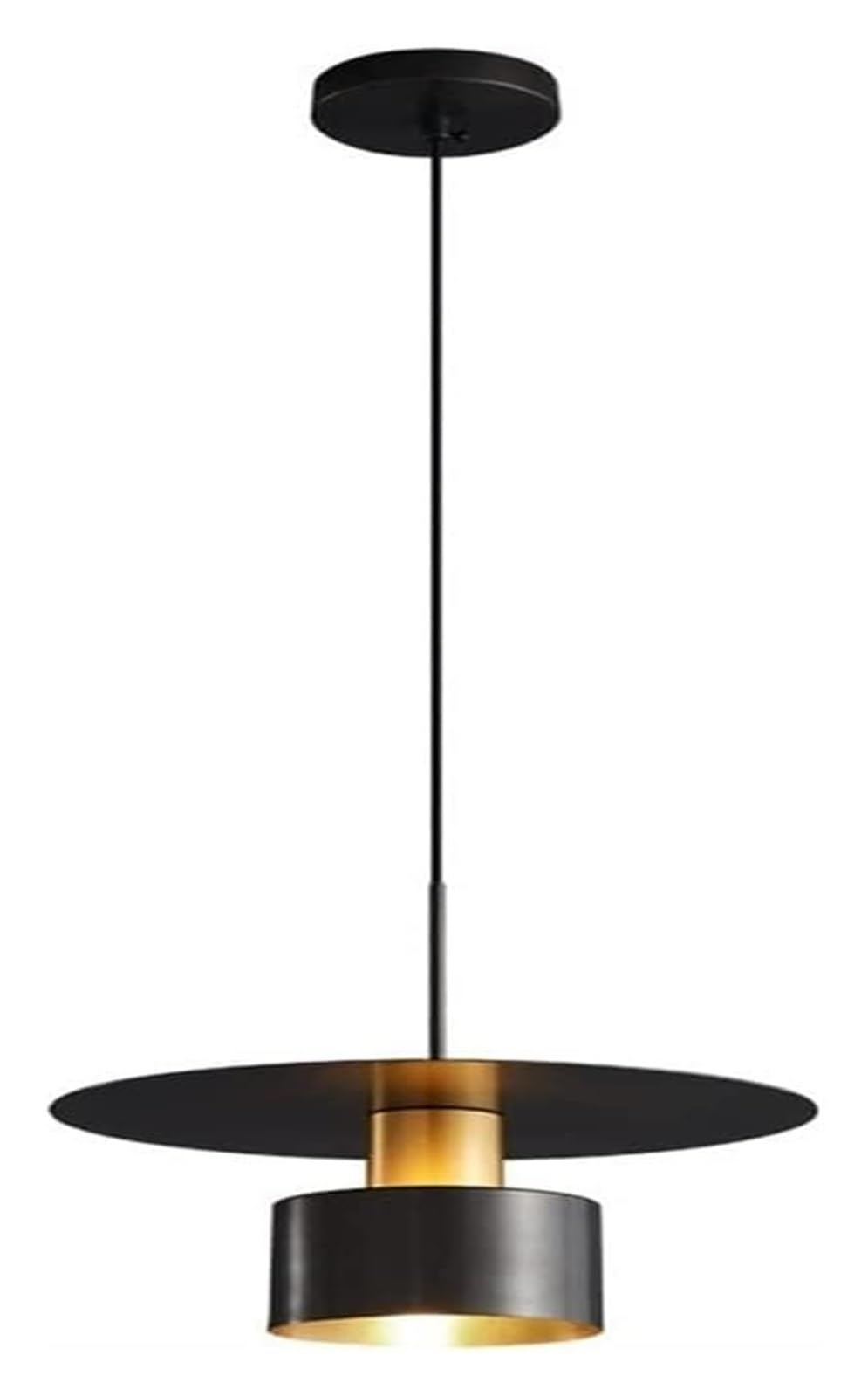 ASerZenith All-Copper Pendant Light Modern Simple Led Chandelier Living Room Dining Room Black Lampshade Ceiling Light,Chandeliers,Warm Light-35Cm