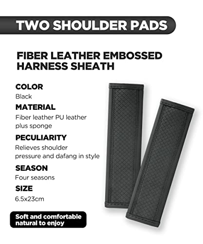 Yakefly 2Pcs Leather Seat Belt Covers, Breathable Leather Car Seat Belt Cover,Comfortable Soft Shoulder Strap Covers Harness Pads To Protect The Shoulder And Neck,Seatbelt Covers Cushion (Black) #TOP1