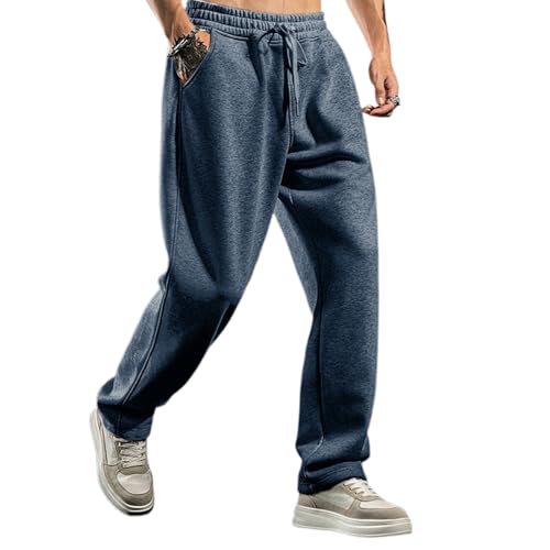 Men's Cotton Casual Pants Open Bottom Stretch Hiking Drawstring Jogger Sweatpants with Pockets, M-3XL