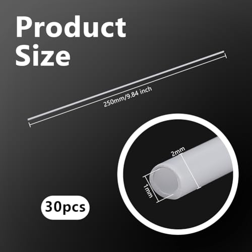 OLYCRAFT 30 Stück ABS Kunststoff Rundrohre 25cm Länge Weißes Modellrohr Kunststoff Dübelstangen 1-1.6mm Innendurchmesser 2mm Außendurchmesser Runde Hohlrohrstangen