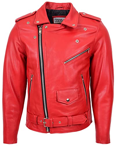 Mens Real Leather Biker Jacket Cross Zip Brando Style Kyle3
