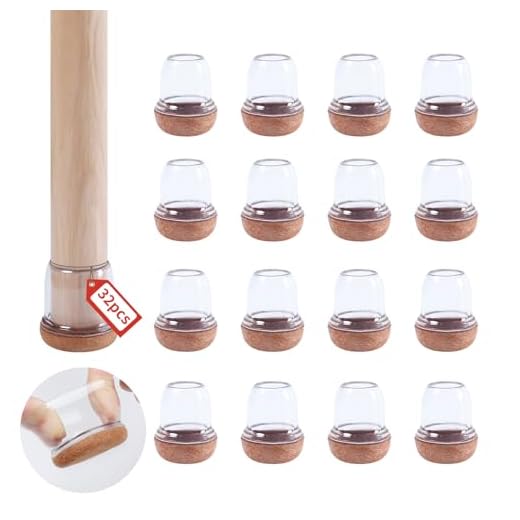 Protectores de Suelo de Silicona Transparente mejorados para Patas de Silla, 32 Tapas de para Patas de Silla con Fieltro Envuelto, 20-28mm Fundas para Patas de Silla, Protectores de Patas de Silla de