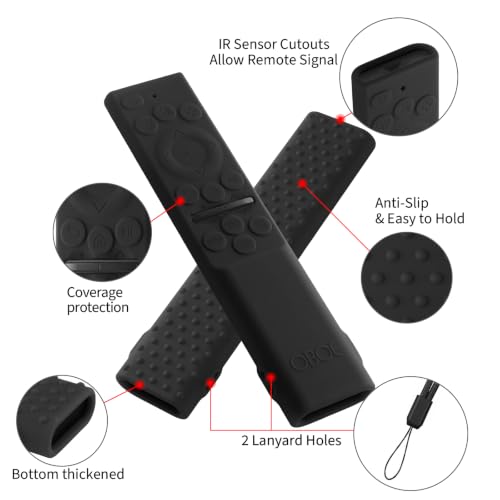 Image of Oboe Silicone Tv Remote Cover Compatible with Samsung Smart Tv Remote 2026 Model BN59-01498A Key Cover Case with Lanyard (B-Black) REMOT E NOT Included