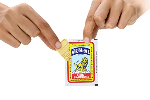 Lion Saffron, Single Use Kesar Sachets/Packets with Pure Kashmiri Saffron/Kesar/Keshar for Beauty, Cooking and Tilak (Pack of 1 (0.5gram)